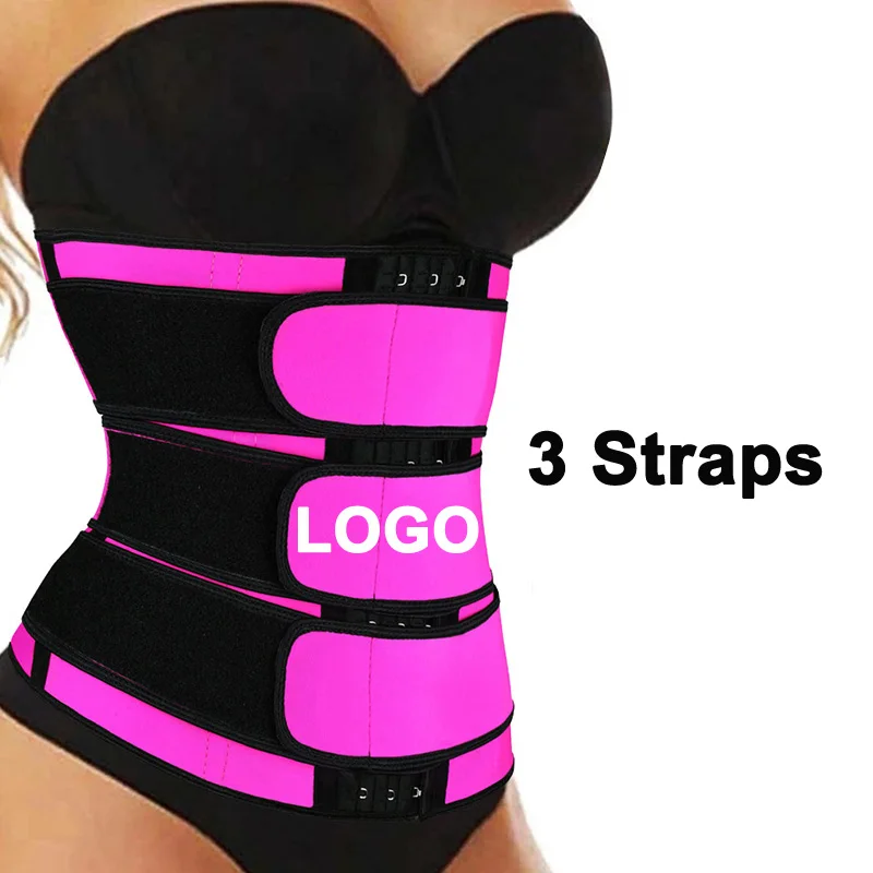 

3 Strap Belts Compressor Compression 3 Row Hook Slim Women Body Suite Shapers Slimming Waist Belt Waist Trainers in Bulks, Black,rose red,gray