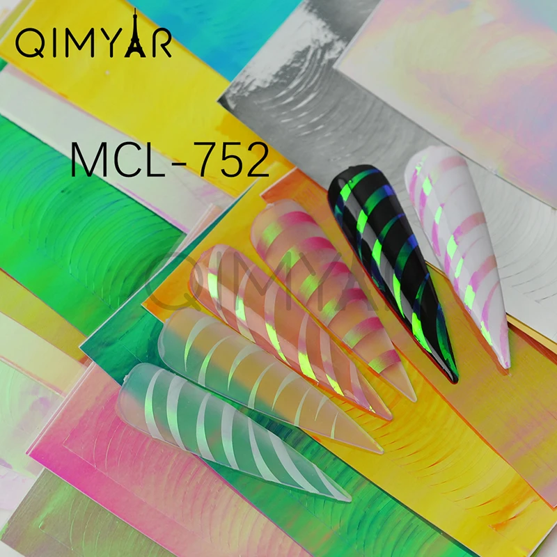 

2020 Newest 16 Colors Nail Curved Shape Nail Aurora stickers for girls, As the picture