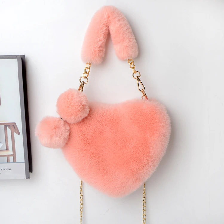 

High Quality Ladies Plush Faux Fur Shoulder Purse Bag for Women