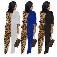 

0919M013 hot onsale fall sexy leopard patchwork long sleeve 2020 autumn fashion jumpsuits women