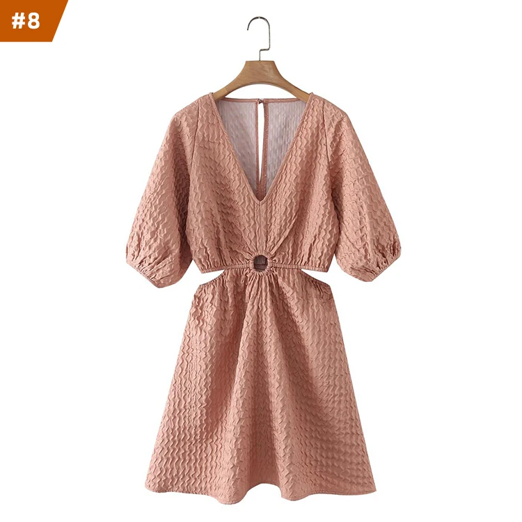 

new arrival pink womens dresses 2021 trending casual dresses women summer hollow out short dress for women, Mix color is available