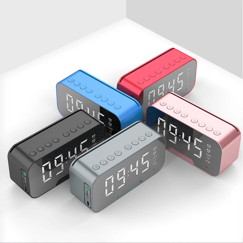 

DW05 Custom logo Wireless speaker LED rearview mirror alarm clock multi-functional digital alarm clock