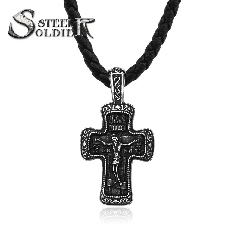 

SSLHP-188 Steel SoldierStainless Steel Pendant Crucifix Catholic Religious Cross Religious Christian Men Necklace Jewelry