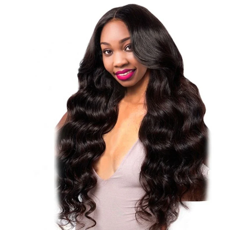 

JH Wholesale Natural Black Color Loose Wavy Synthetic Wigs for Black Women, Pics