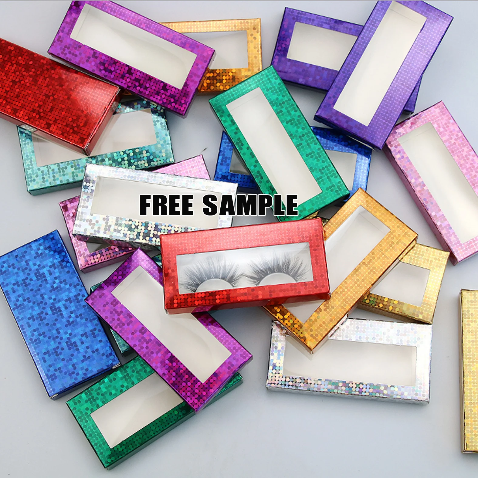 

Free sample Private Label fake lashes 25mm 3D Real Mink false Eyelashes, Black color