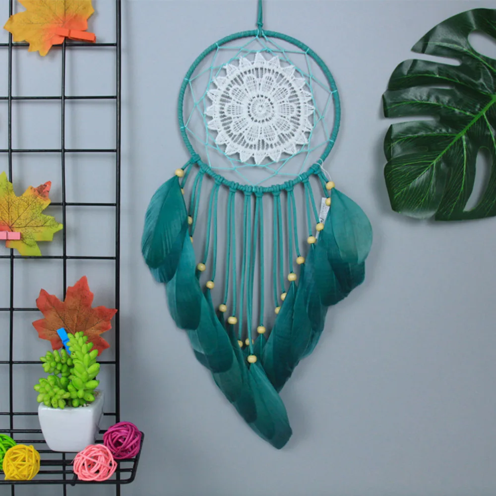 

Dreamcatcher Wind Chimes Handmade Home Ornaments Christmas Decoration Indian Feather Hanging Art Gifts