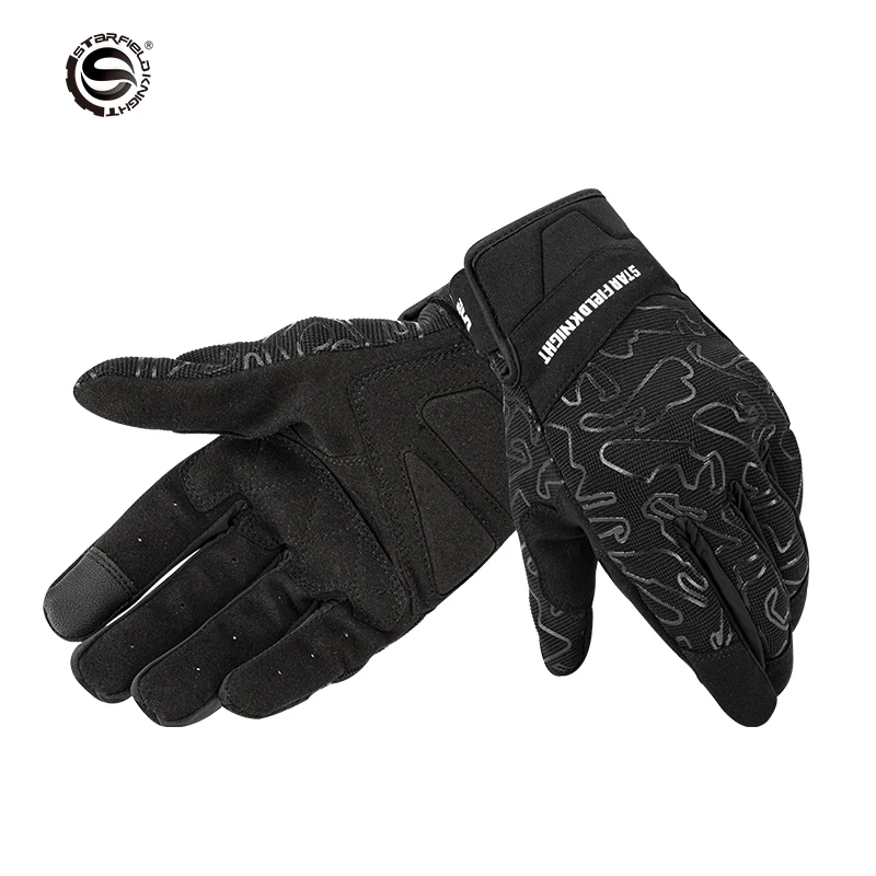 

SFK Black Red Green Prints Summer Breathable Protective Non-Slip Motorcycle Gloves/ Nylon Touch Screen Racing Motorbike Glove