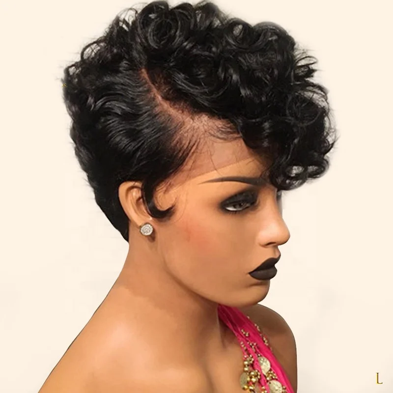 

Pixie Short Curly Bob Wig Factory Vendor Black Women Raw Indian Virgin Cuticle Aligned Hair Lace Front Wigs