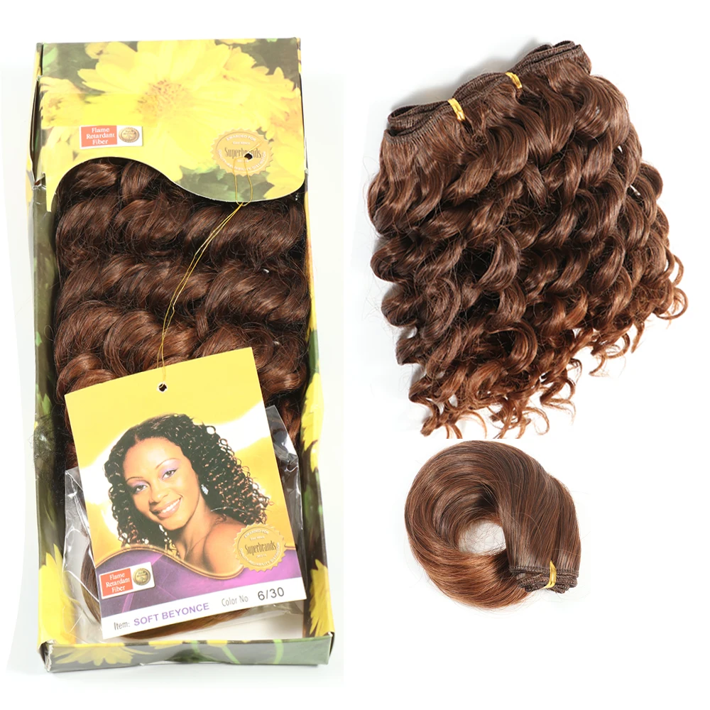 

Hot selling 10inch Curly short Hair Synthetic Deep Wave Bundle Pack with Fringe