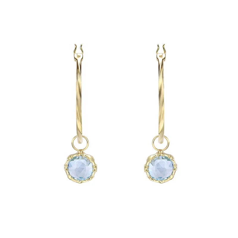 

2020 New Topaz 9K Gold Hoop Earrings for women