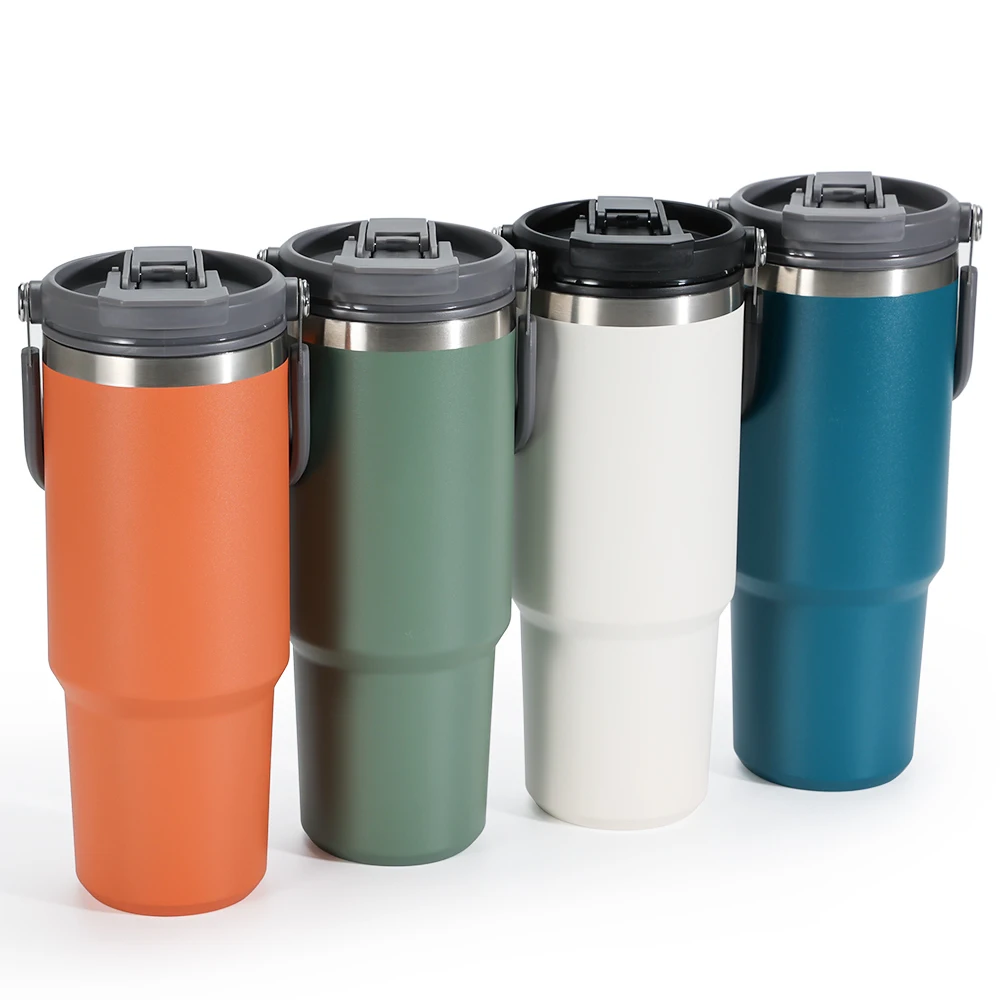 

New 20oz 30oz stainless steel vacuum insulation thermos coffee mug travel mug with stainless steel handle