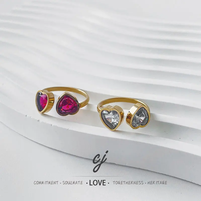 Carline Fashion Quality Spring Design 18K Gold Plated Band Stainless Steel Jewelry Delicate Minimalist Zircon Ring for Women