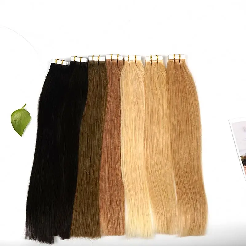 

Factory wholesale Double Weft Weave Tape Blonde Hair Extension,Whole Sale Virgin Hair 613,18 Inch tape hair Extension, Accept customer color chart