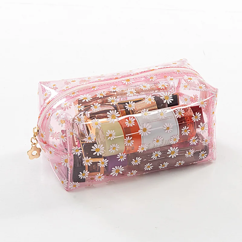 

Flower Printing Clear PVC Cosmetic Zipper Bag Transparent Makeup Ziplock Bag, Picture