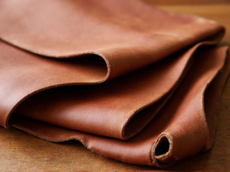Close-up of vegetable-tanned leather hides for saddle crafting