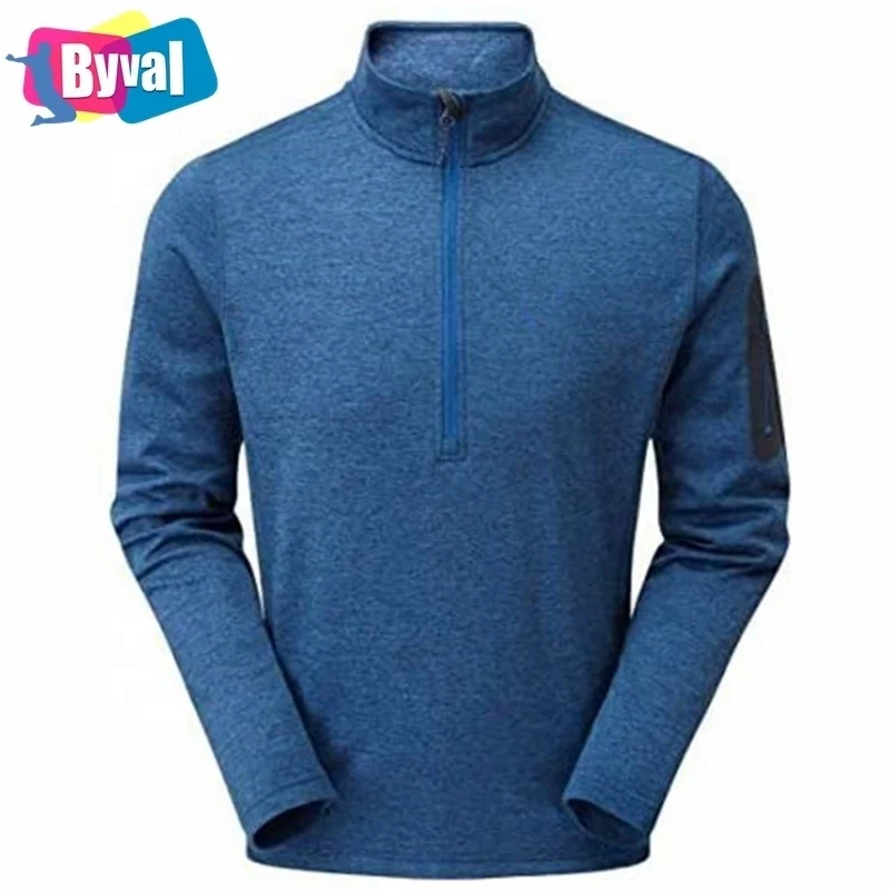 

Byval Men's Long Sleeves Solid Color Spring And Autumn Jack Wear Arm Packet Factory Wholesales Price Male Half-Zipper T-shirts