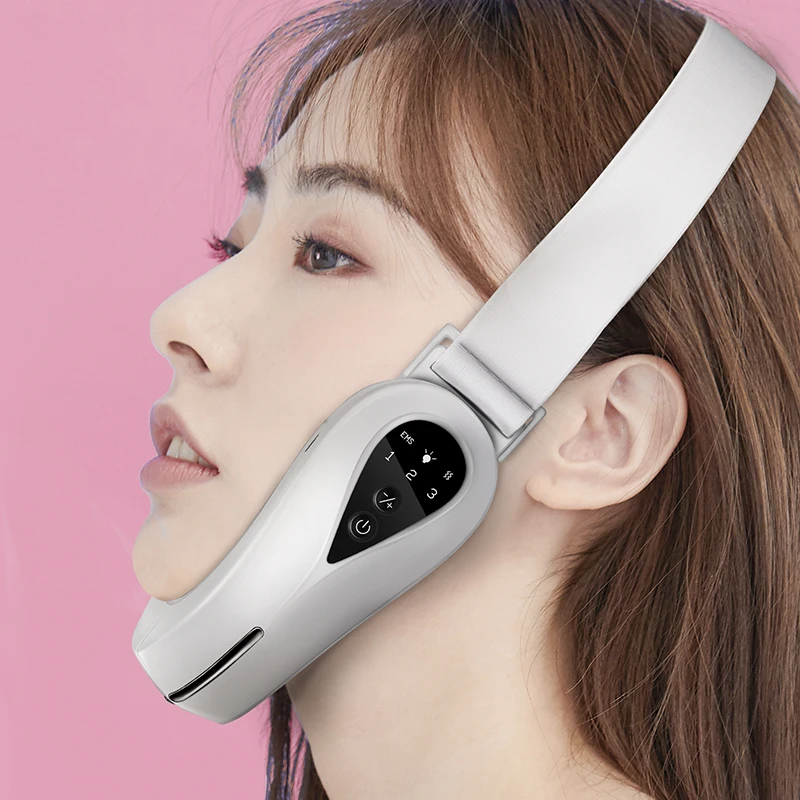 

Electric Vibrating Slimming Double Chin Remove Lifting Belts V-face Massager Beauty Face Lifter With Led, Pink/white/oem