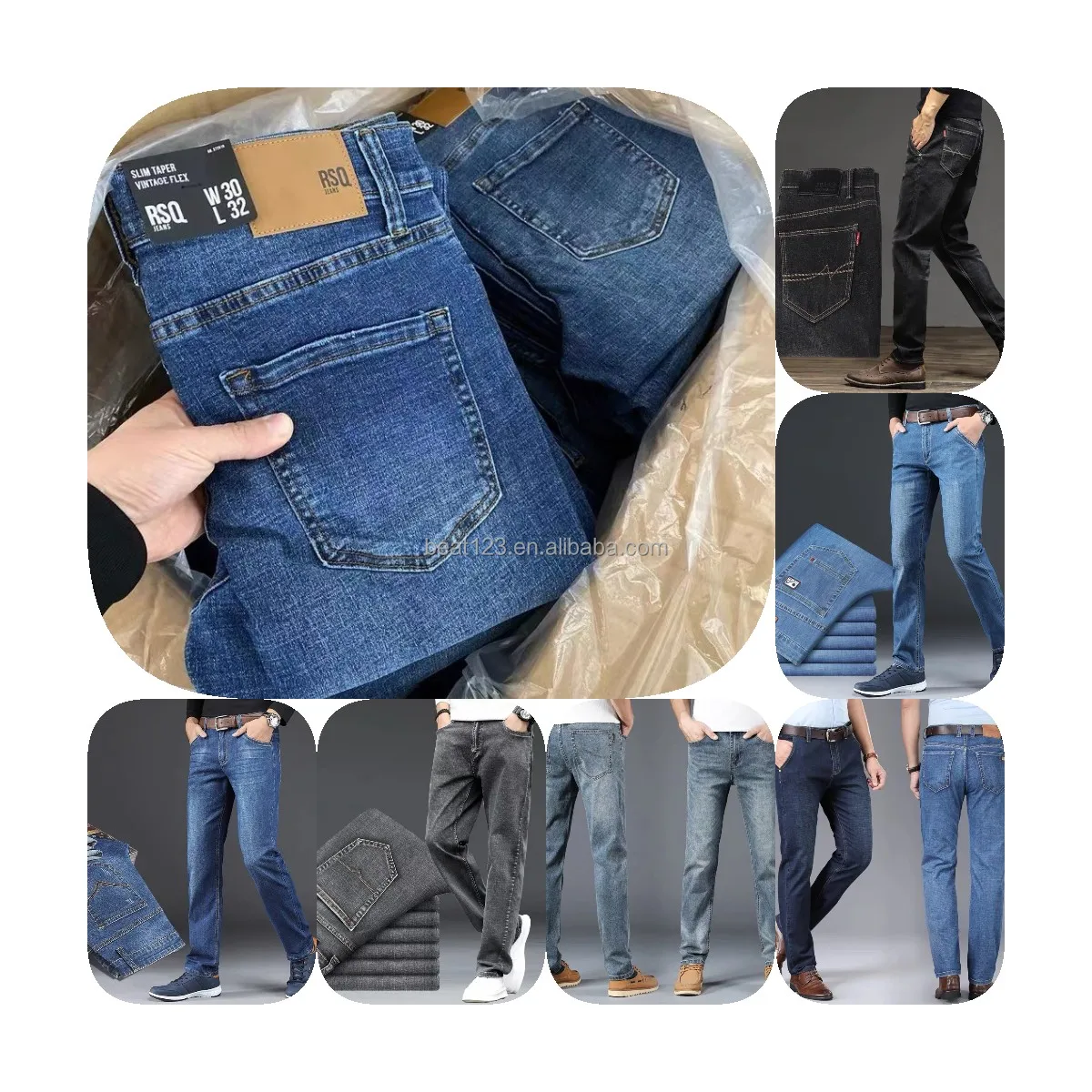 

Wholesale Classic Style CustomMen's jeans Business Fashion Soft Stretch Fashion Stretch skinny Black Homme Pant Trousers Jeans