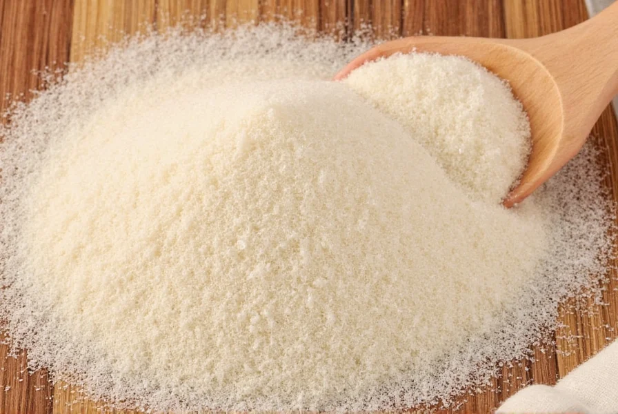 Demerara sugar crystals on wooden spoon