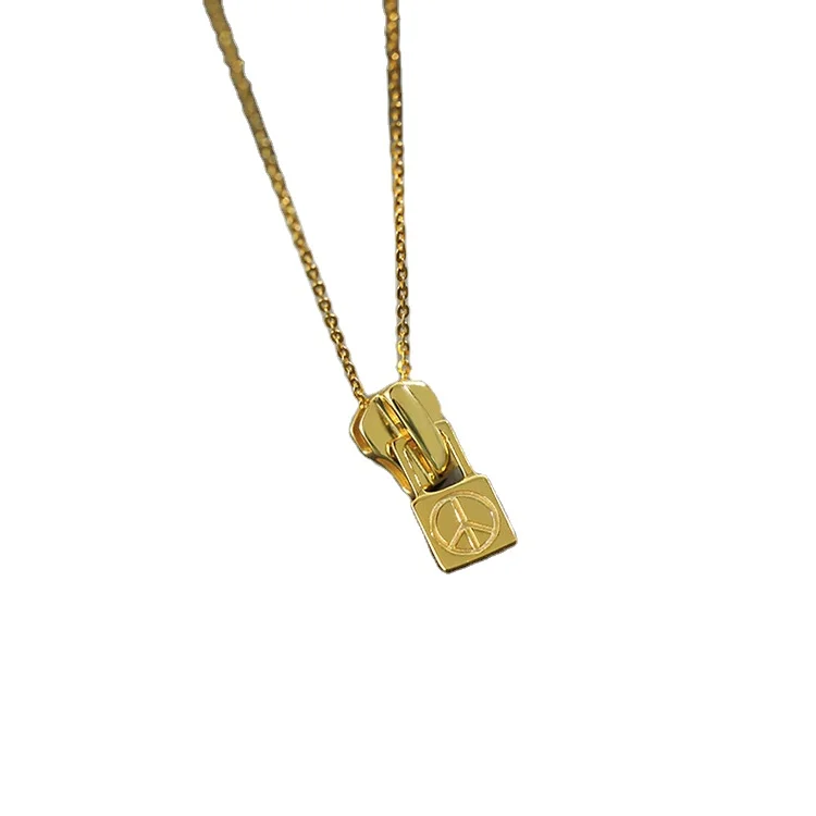 

Simple korean ladies summer jewelry 925 sterling silver 14k gold plated snake chain zipper necklace for women men