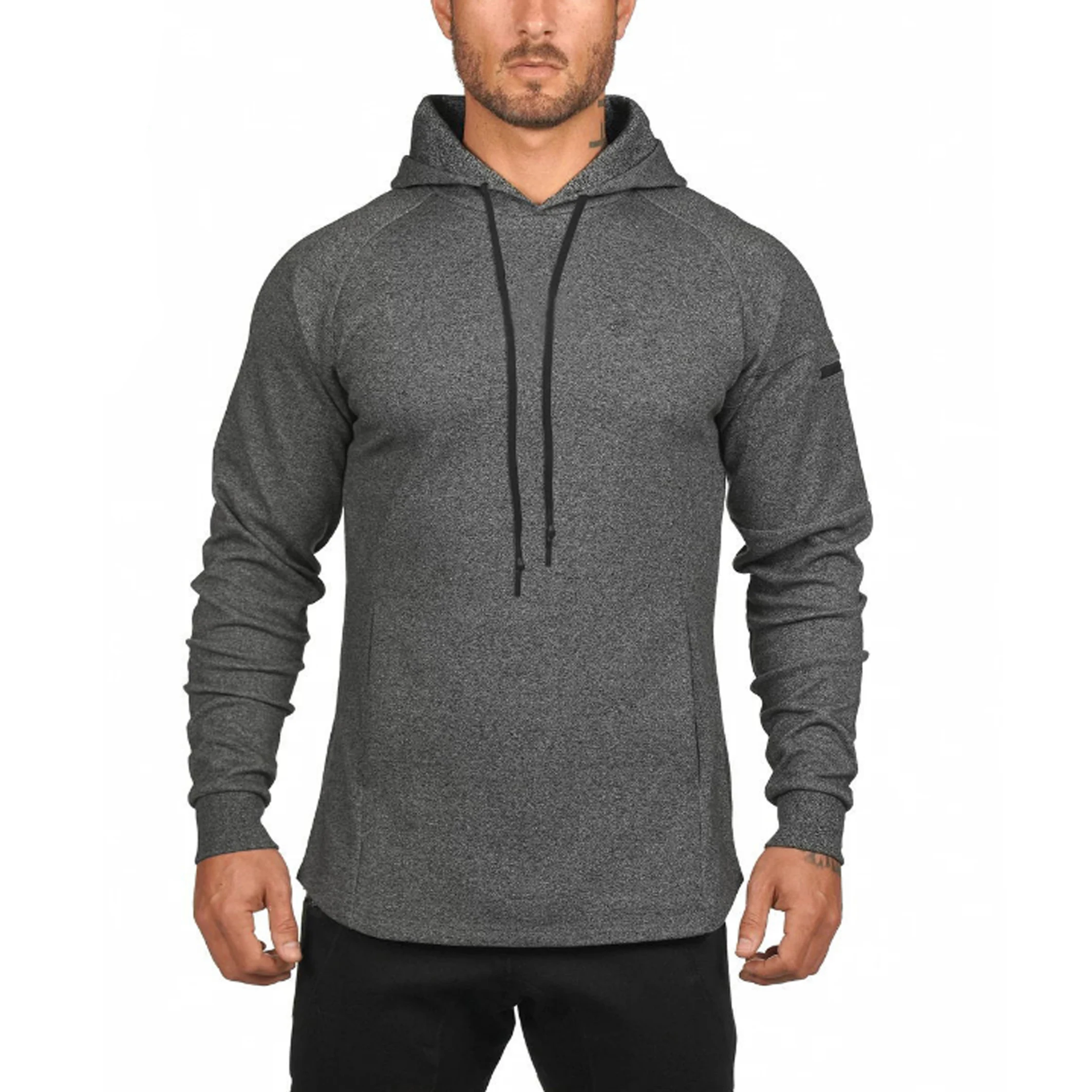 

Men Trend Casual Cotton Fitness Drawstring Picketage Sport Zipper Arm Pocket Pullover Hoodie