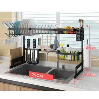 

65cm 79cm 85cm 91cm Holder Black Stainless Steel kitchen sink organizer dish drying rack