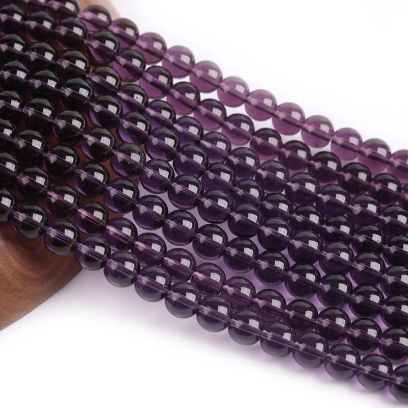 

Wholesale Smooth Garnet purple Glass Crystal Round Loose Beads 15" Strand 4 6 8 10 12 mm For Jewelry Making Diy Bracelet Necklac