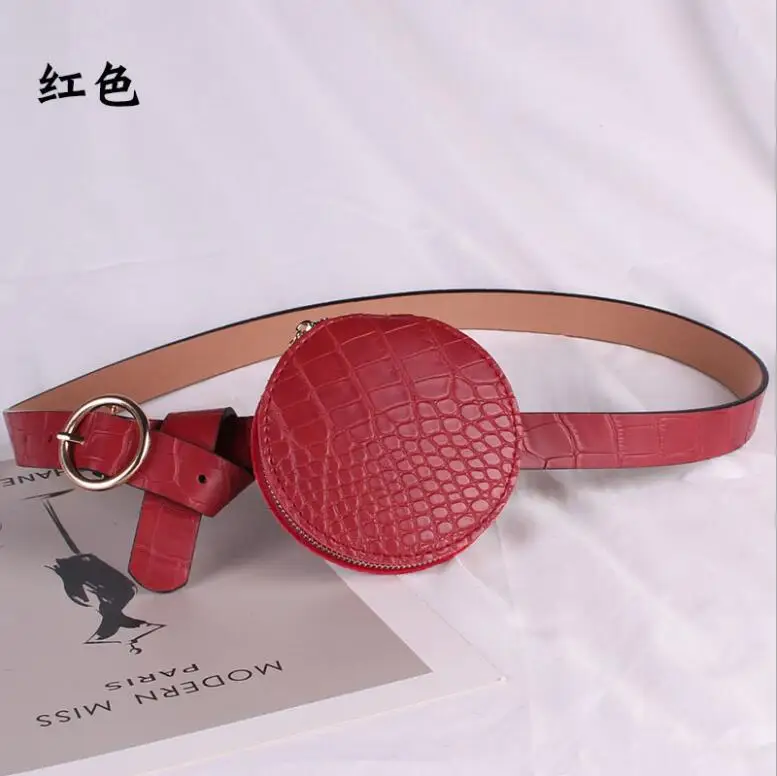 

2021 crocodile print round pouch Amazon hot sale girls PU cute mini funny pack, Black, red, khaki, white, brown