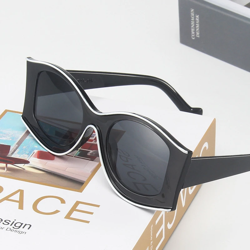 

2021 Big Oval PC Frame Cheap Cat Eye Punk Sunglasses UV400 Women Men Luxury Brand Unique Concave Trendy Sunglasses 2021