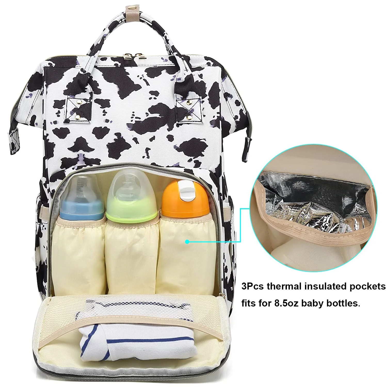 

High Quality Cow pattern Baby Diaper Bag Multifunction Backpack Mother Baby Travel Maternity Bag DOM112-20025