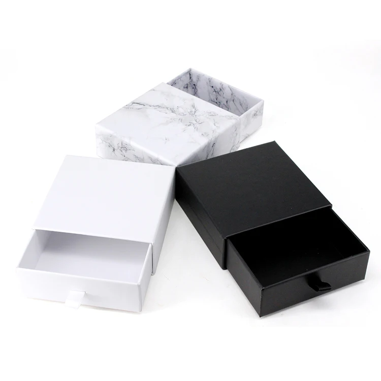 

Necklace Ring Wedding Gift Jewelry Marble Slide Drawer Package Box Custom LOGO, Customized colorful design
