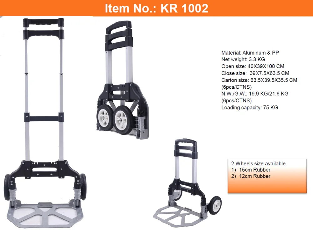 6 Wheels Aluminum Hand Pull Cart Folding Portable Multifunctional Home