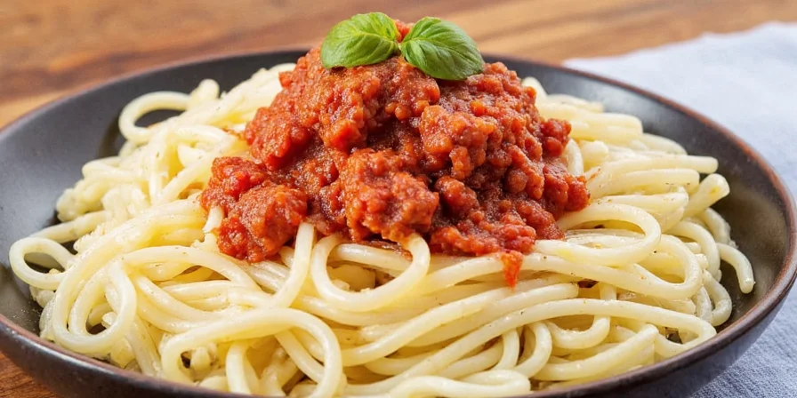Close-up of perfectly seasoned spaghetti meat glistening with flavor