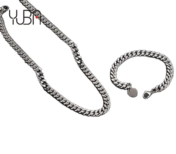 

Hiphop 8mm Titanium Steel Necklace Curb Link Chain and Braceletwholesale, Custom