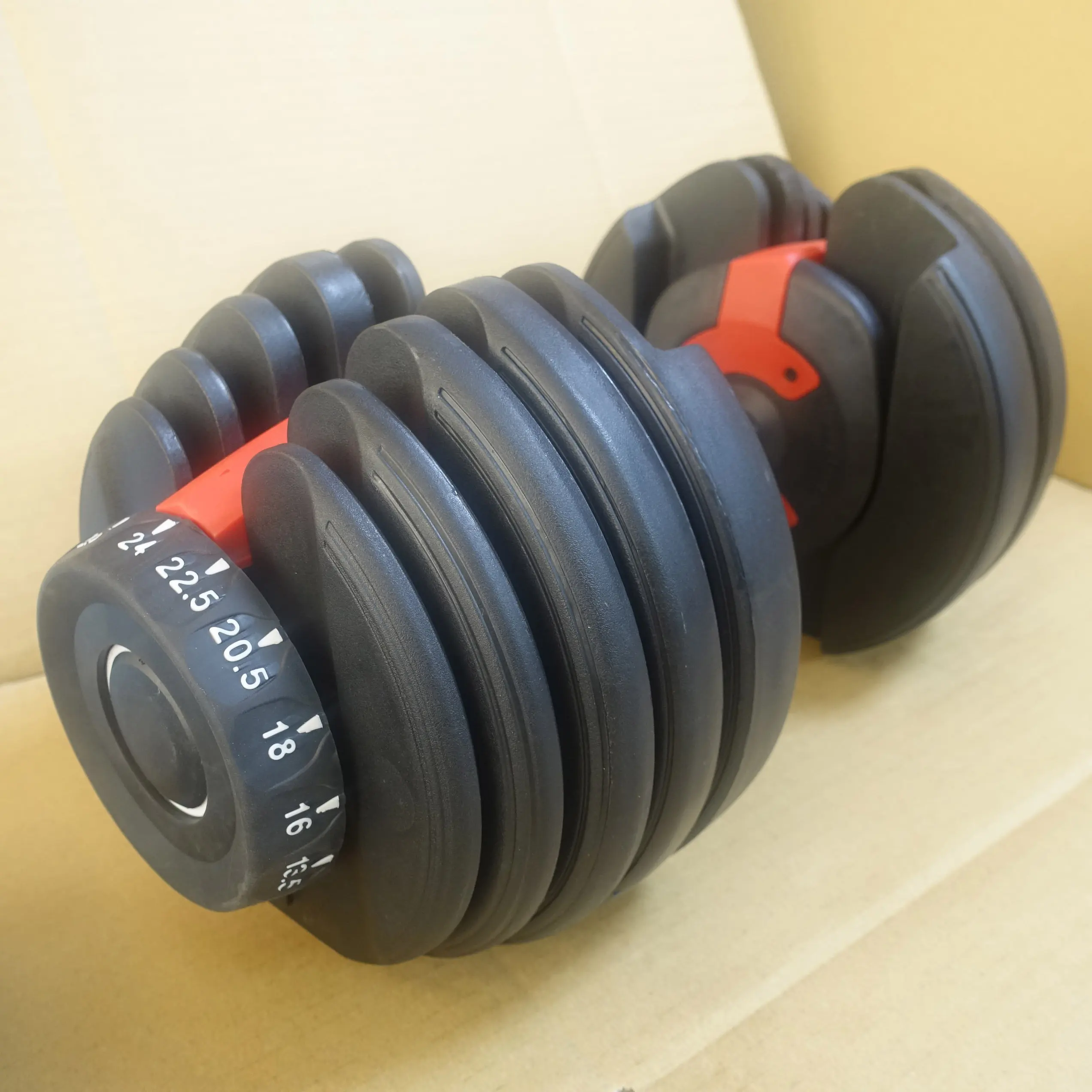 

Cheap commercial exercise equipment ABS carbon steel material adjustable 24kg removable gym dumbbell set with rack for sale, Black/blue