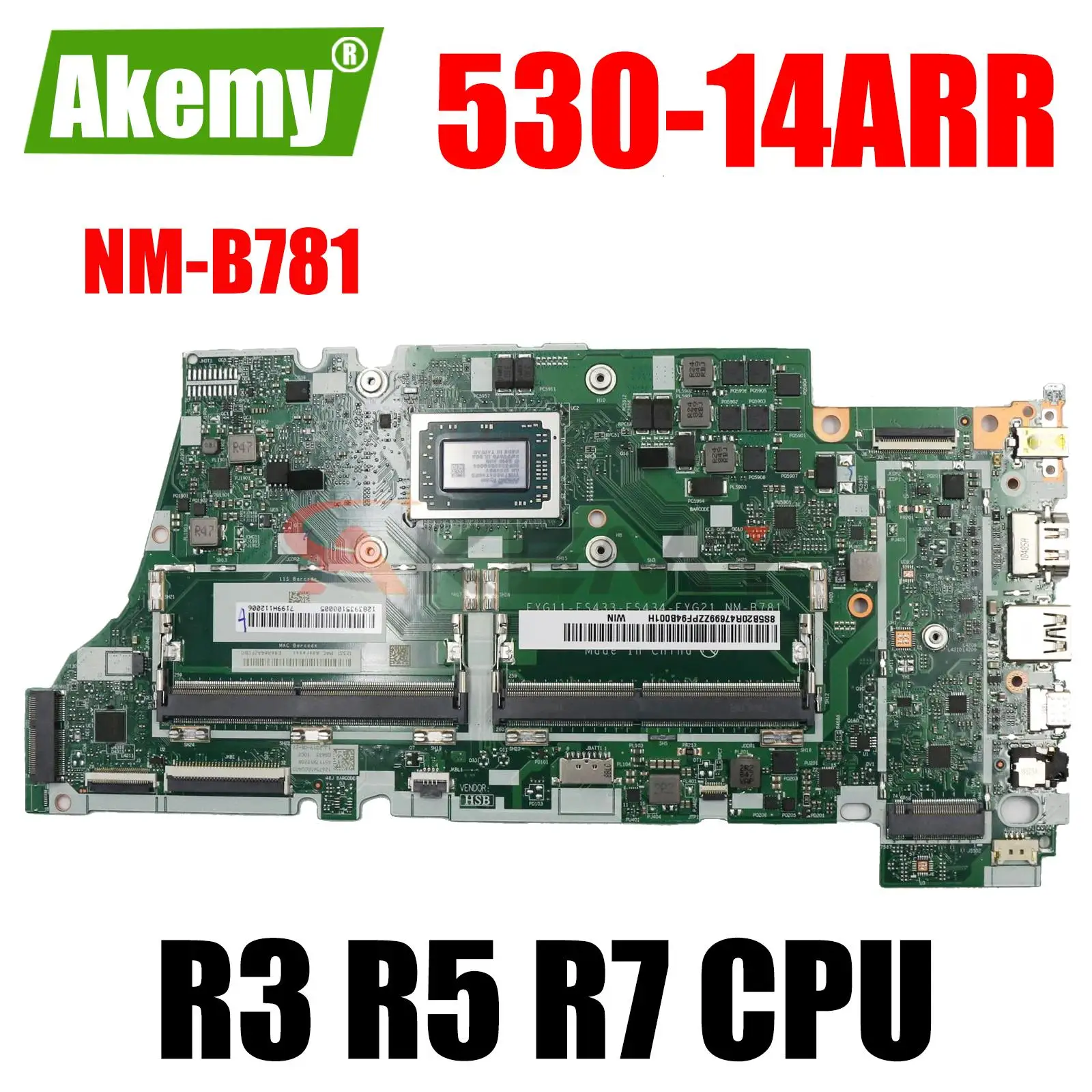 

For Lenovo Yoga 530-14ARR 530S-14ARR FLEX 6-14ARR Laptop Motherboard.NM-B781 Motherboard.W/AMD R3-2200U R5-2500U R7-2700U CPU