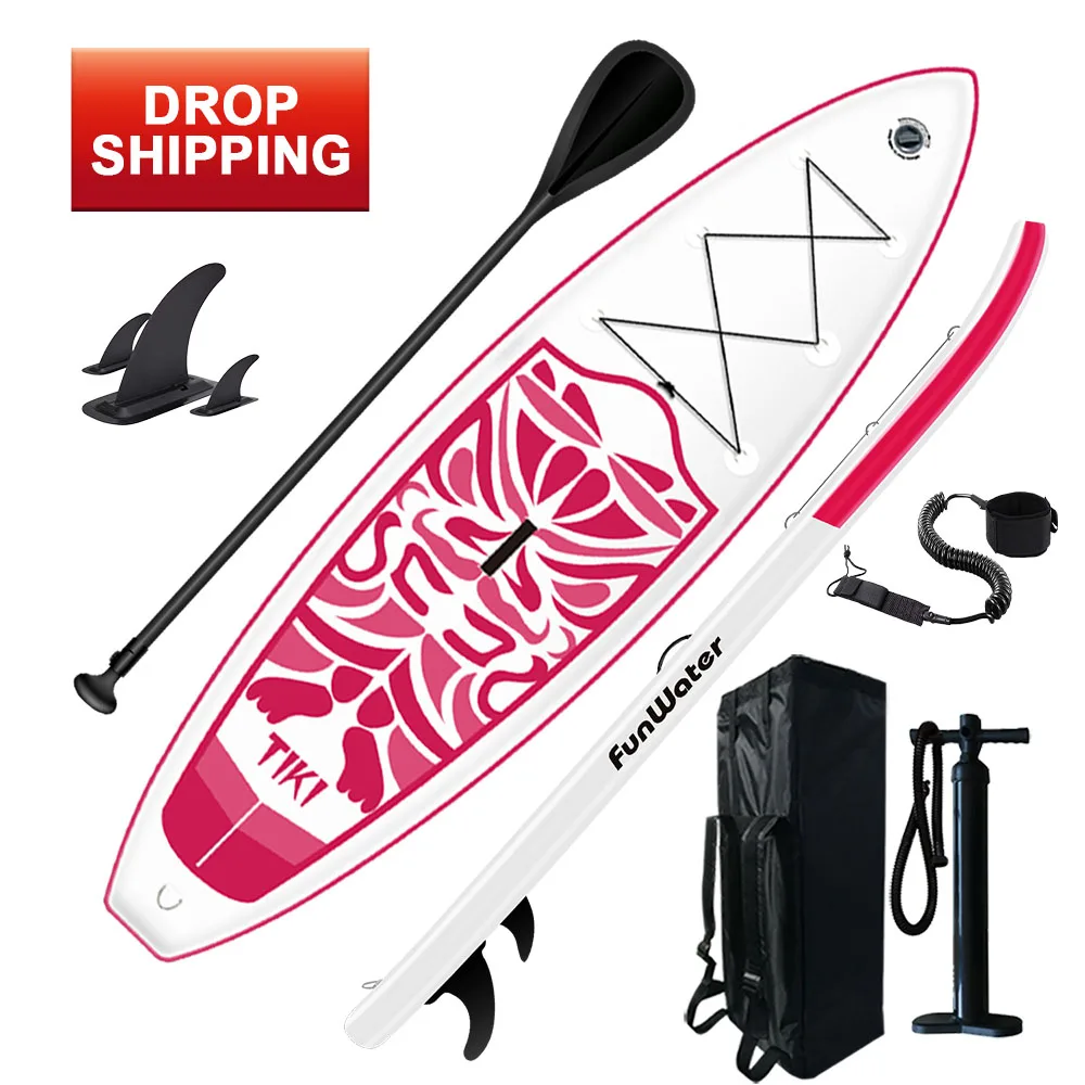 

FUNWATER drop shipping sup paddle board surfboard wholesale standuppaddlesurf inflatable sup board with led light, Pink and blue