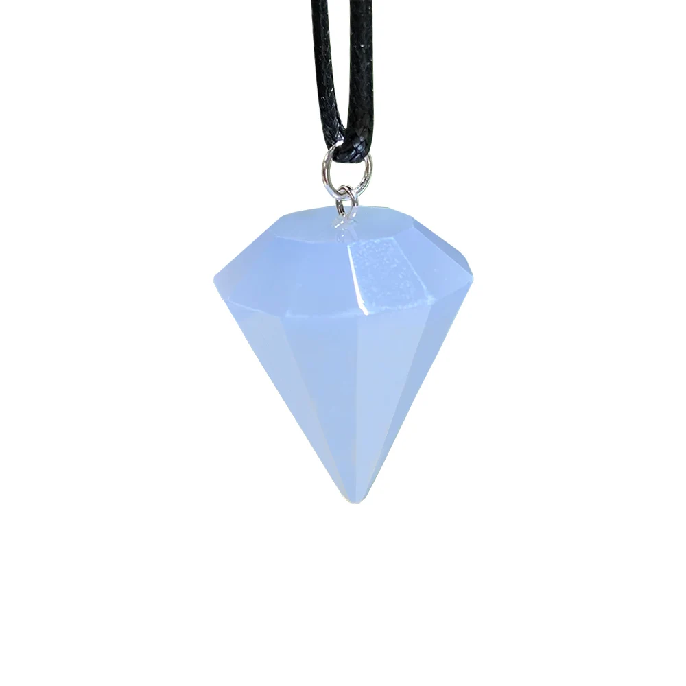 

Wholesale Blue Chalcedony Short Pendulum Pendant natural Crystal gemstone blue agate stone jade jasper Healing necklaces, Natural blue