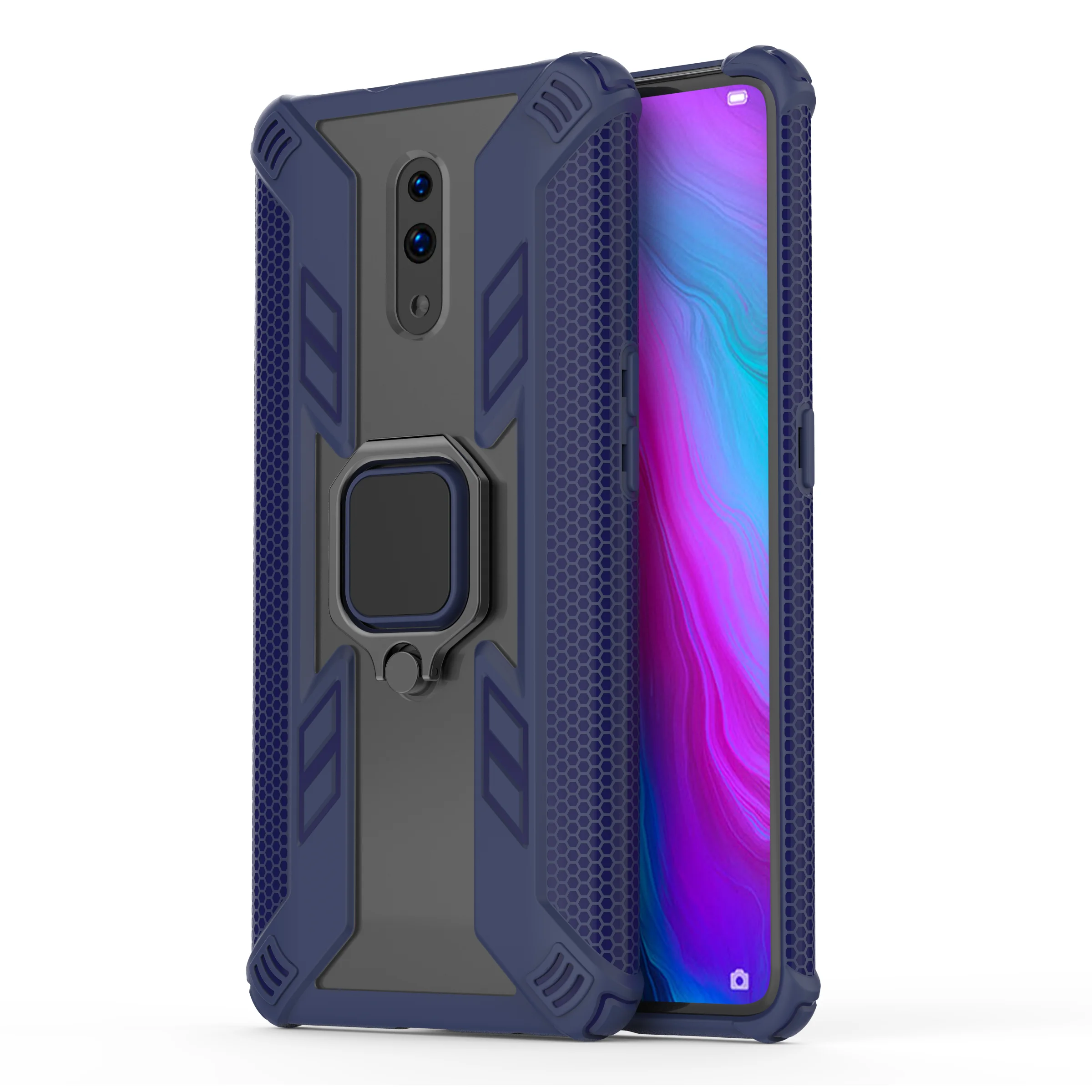 

BearDada China Factory Quality 360 Rotation Ring Stand Magnetic Car Mount hard PC Soft TPU Mobile Cover Case For OPPO Reno Cover