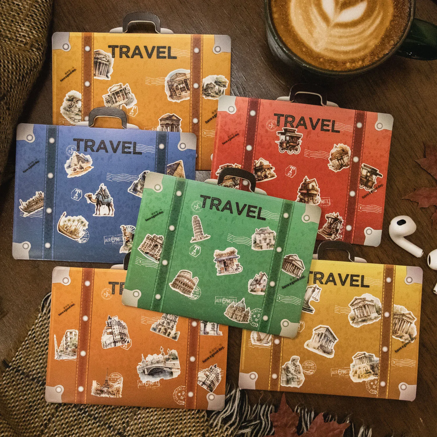 

30 sheets/pack PET Sticker Journey to Historic Places Series Coffee Travel Architecture Handbook Materials 6 style