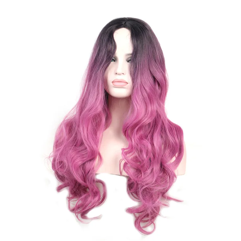 

Wavy Long Cheap Wigs For Women Heat Resistant Ombre Synthetic Cosplay Hair Wig