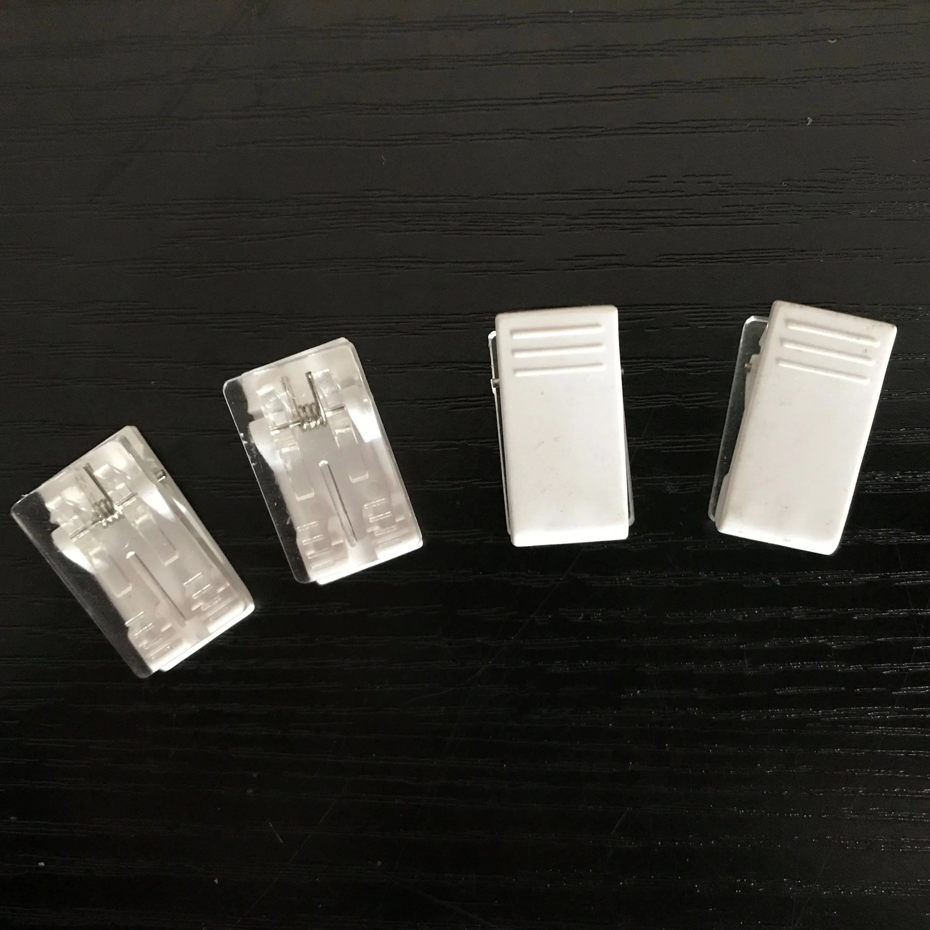 
manufacture cheap wholesale office white plastic clip with adhesive for ID card 