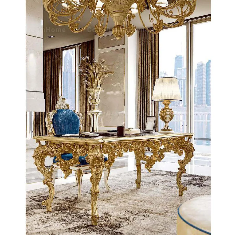 Diseño Rococó Casa De Lujo De Oro Escritorio Para Muebles De Oficina