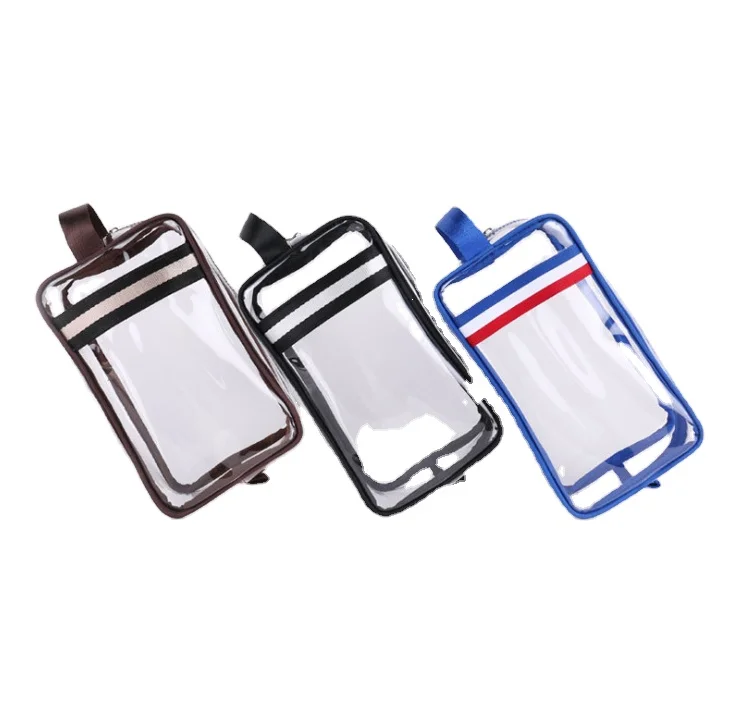 

Fashion Custom Small PU Transparent Makeup Pouch Clear PVC Cosmetic Bag, Black,brown,blue