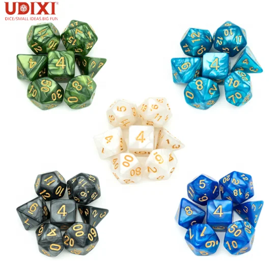 

Marbled Dice Polyhedral Acrylic DND RPG MTG Dice Board or Card Games Role-playing Dungeons and Dragons High Quality Dice Set, 5 color