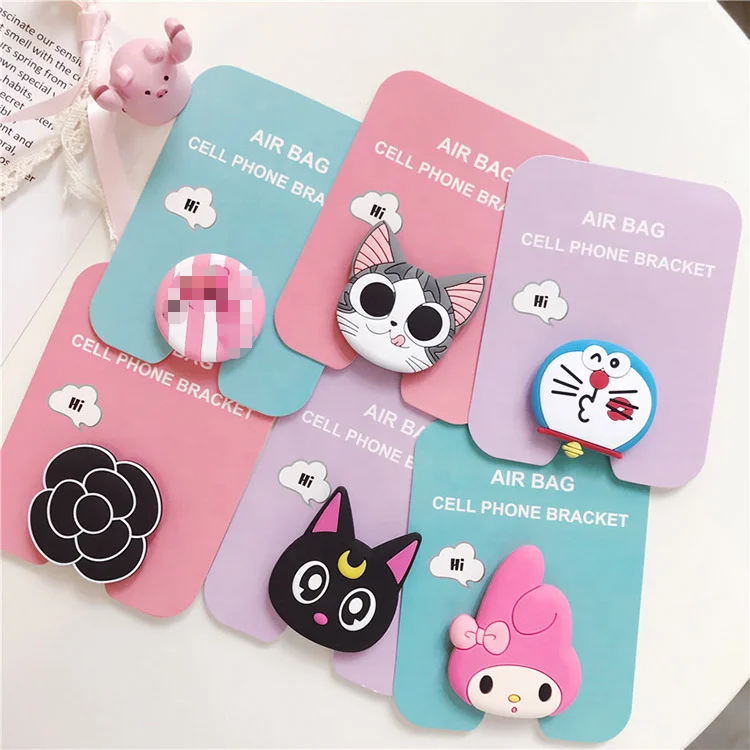

Phone Accessories PVC ABS Cute Cat Animal Designs Cellphone Stand Folding Car Mobile Phone Holder
