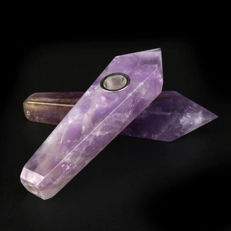 

Wholesale crystal crafts quartz crystal purple amethyst point smoking pipes for smoking accessories weed