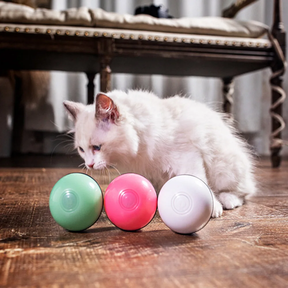 

LED Luminous Cat Teasing Ball USB Chargeable Cat Toy Electric Smart Rolling Ball Pet Toy Low Price, White/red/green