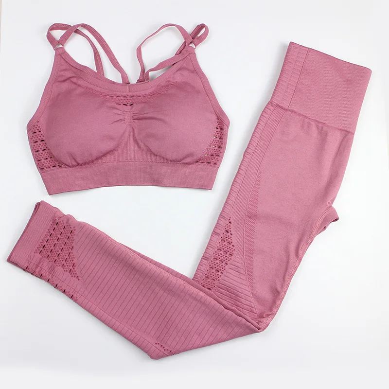 Custom high quality womens seamless sports bra and leggings set