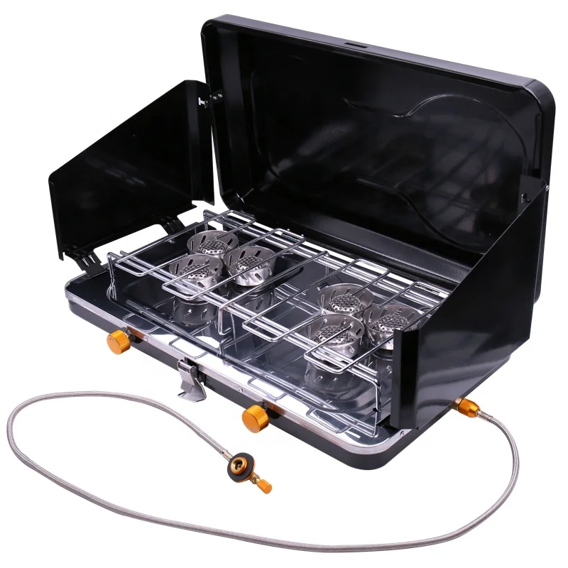 

Double-head furnace11000W high power portable outdoor double stove outdoor kitchen Self-driving tourer brs camping stove